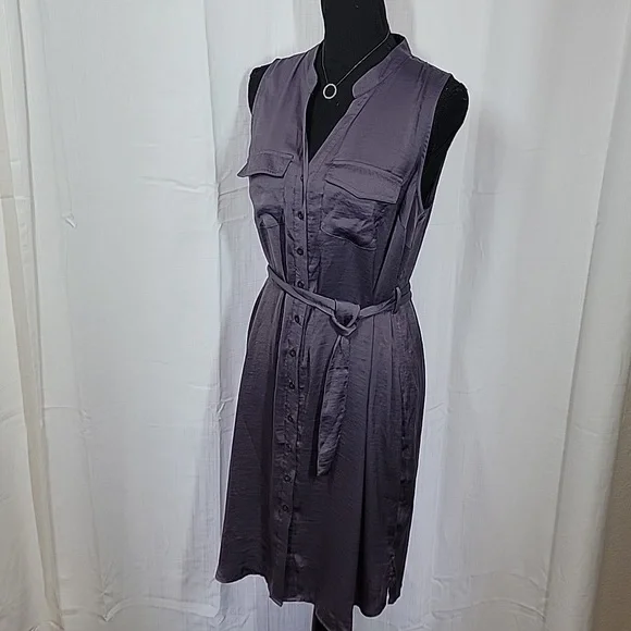 Motherhood Maternity Sleeveless Button-up Dress w/Belt - Picture 11 of 16